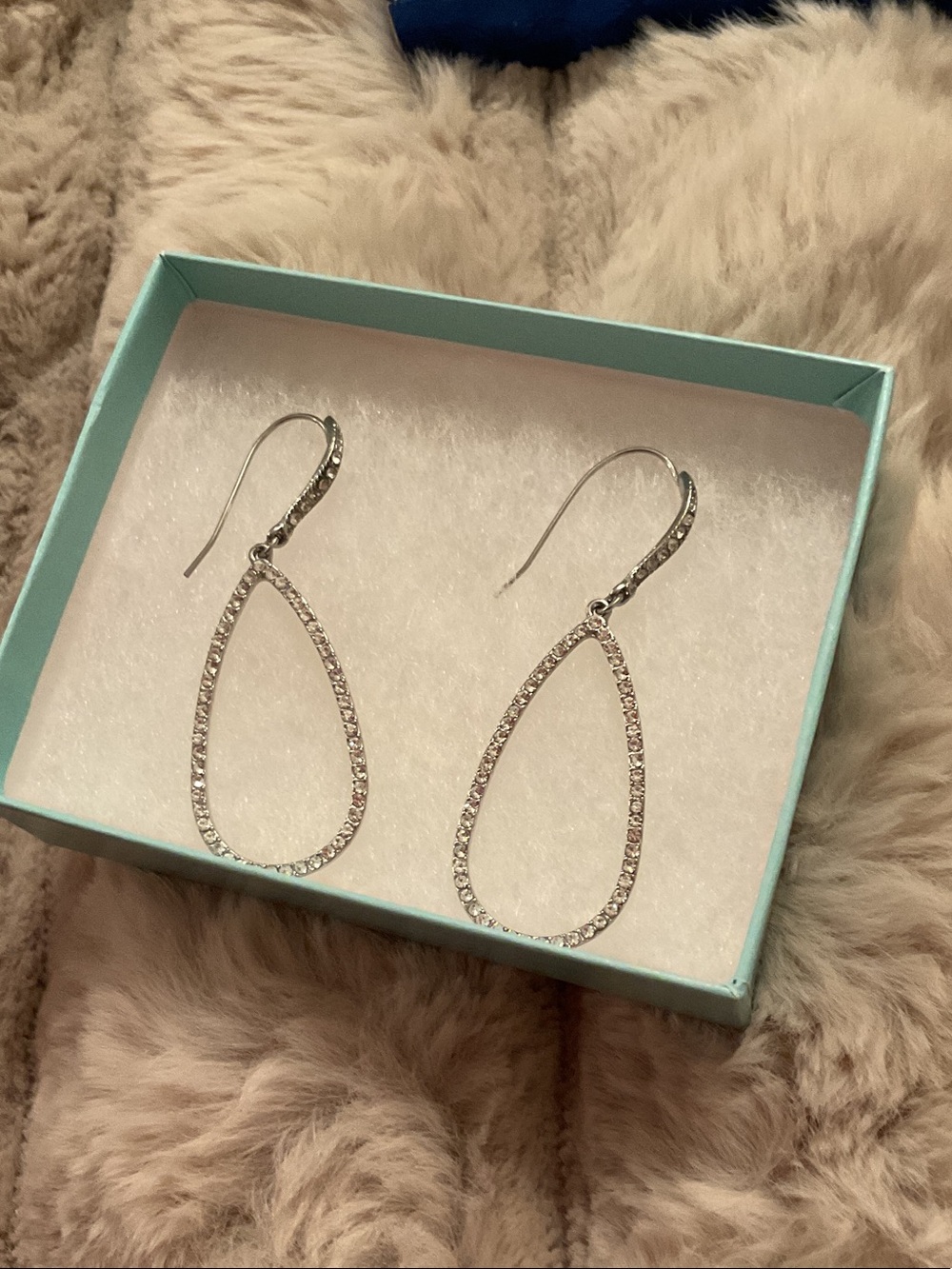 Silver Teardrop Crystal Dangle Earrings